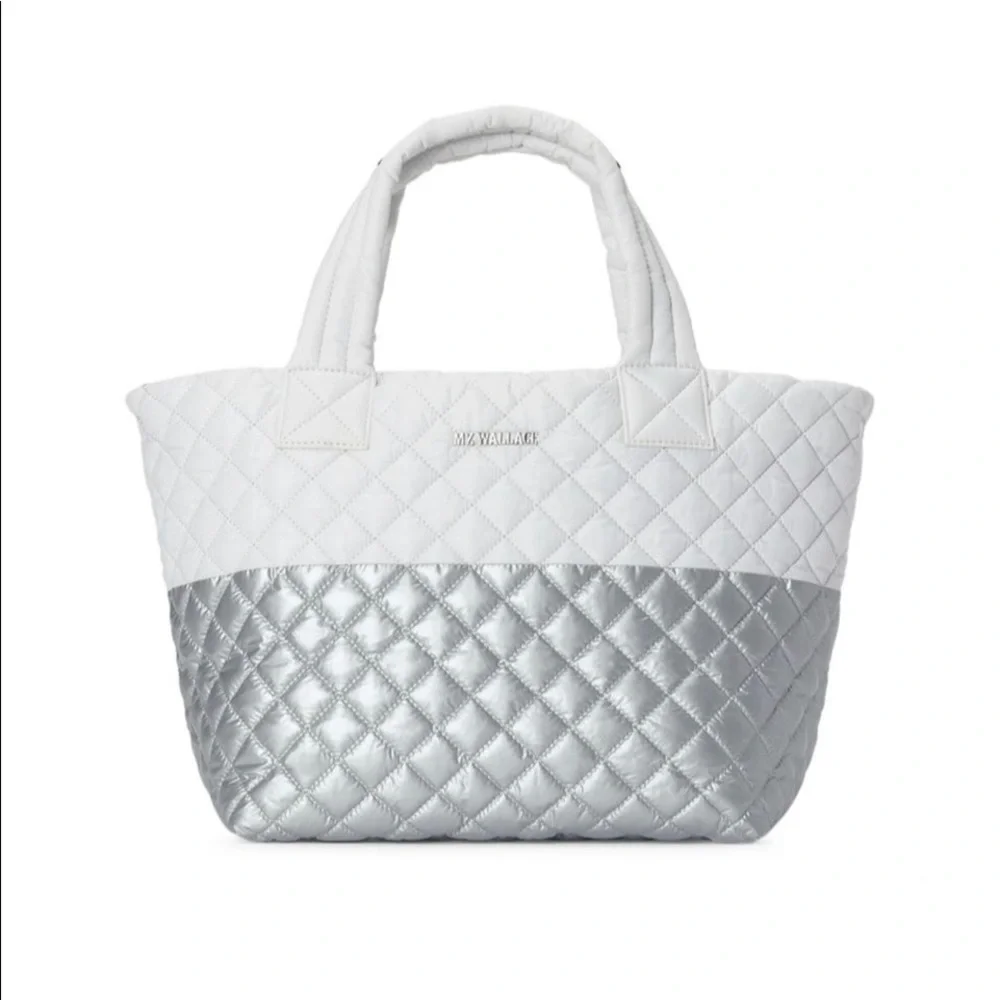 MZ Wallace Sm Metro Tote Deluxe. Tin/White. Missing Original Strap.